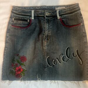 Chicos Denim Mini Skirt with Raw Hem